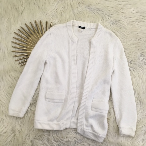 J. Crew Sweaters - 🖤SOLD🖤J Crew White Cotton Open Front Cardigan